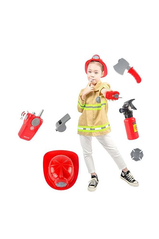 Kids Firefighter Role Play Costume Set with Jacket, Helmet & Tools