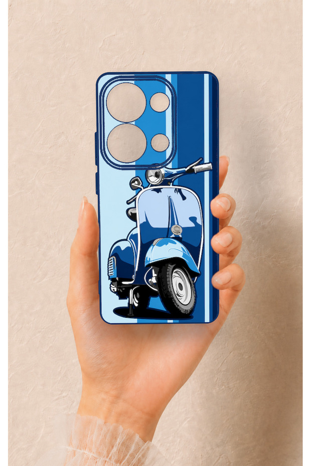 حافظة سيليكون بنمط سكوتر أزرق متوافقة مع هاتف Redmi Note 13 Pro 4G