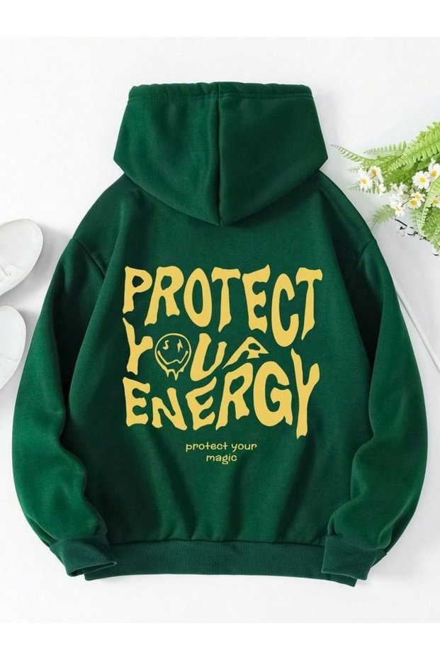 Protect Your Energy Printed Cotton 3 Thread Threaded Oversize Sweatshirt