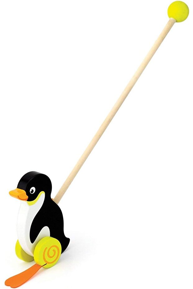 Eitech Wooden Multi Colour Animal Penguin Push Toy for Kids