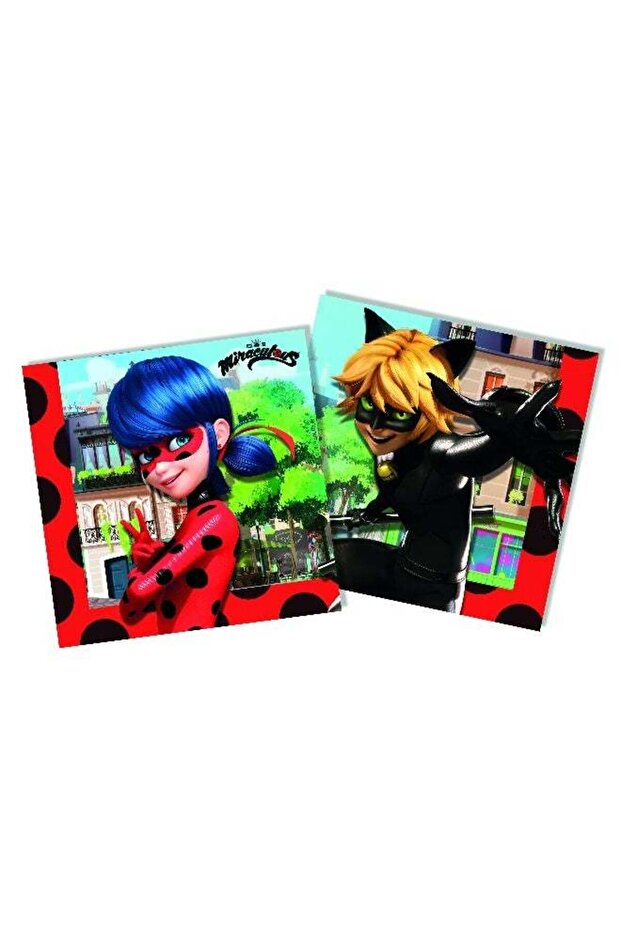 Ciao Miraculous Ladybug Paper Napkins 33x33 cm Pack of 20 – Colorful Party Napkins Featuring Ladybu