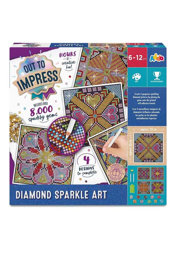 Out to Impress Diamond Sparkle Art | Glittery Work | No Glue Needed! Self-Adhesive Design Sheet Inc