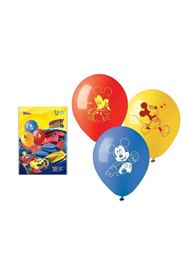 Disney Mickey Mouse Balloons – Pack of 10 Printed Latex Balloons, Red, Blue & Yellow – Mickey and t