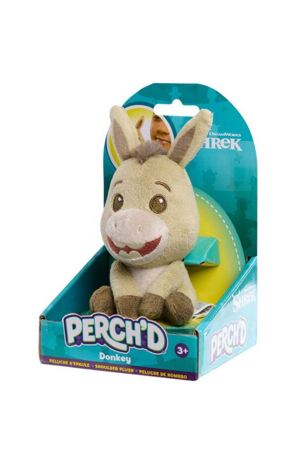 Shrek Perch’d Donkey Shoulder Plush Toy (12.7 cm, Beige/Brown)