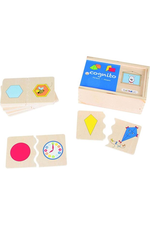 Beleduc Cognito Shapes 20-Piece Wooden Matching Puzzle for Kids, Educational 2D & 3D Shape Recognit