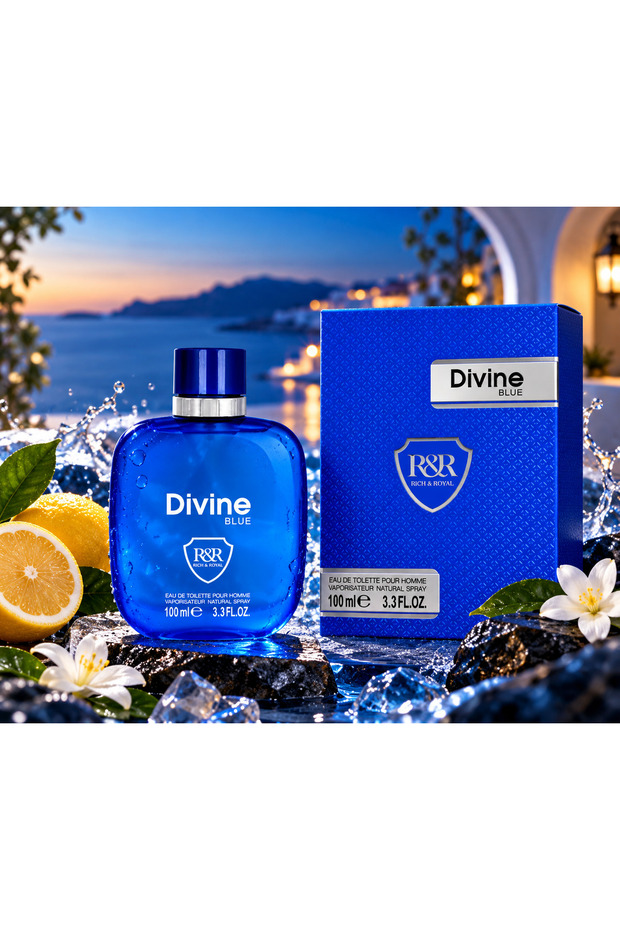 Divine Blue Eau de Toilette Pour Homme 100ml | Fresh Citrus, Aquatic & Musk Fragrance