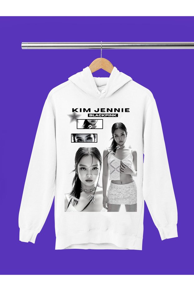 Jennie from Blackpink K-Pop Printed 3-Yarn Quality Soft Texture Hooded Children's Sweatshirt