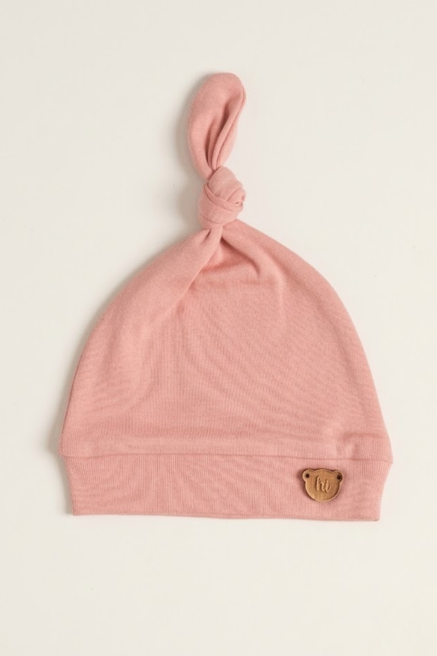 Unisex Baby Interlock Knotted Teddy Bear Embroidered 100% Cotton Newborn Beanie Hat 0-6 Months