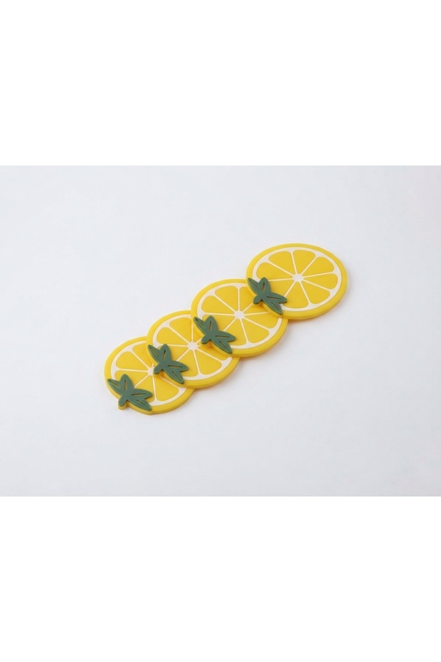 Set of 4 Lemon Design Flexible Silicone Coasters - Non-Slip Base, Heat Resistant Mug and Cup Coasters