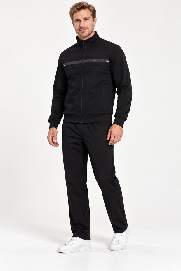 Men's Zippered Compact Combed Cotton Two-Thread Tracksuit Set 2101