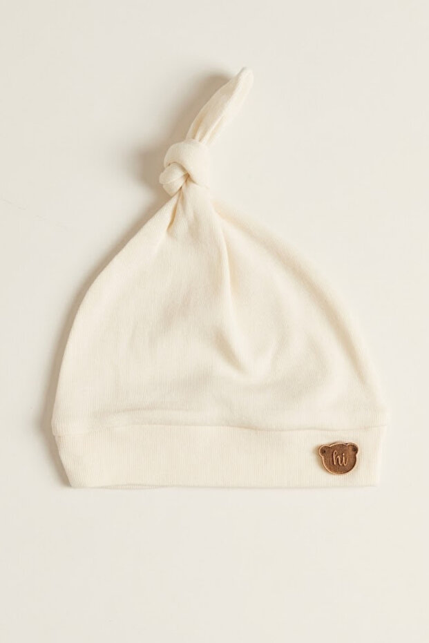 Unisex Baby Interlock Knotted Teddy Bear Embroidered 100% Cotton Newborn Beanie Hat 0-6 Months