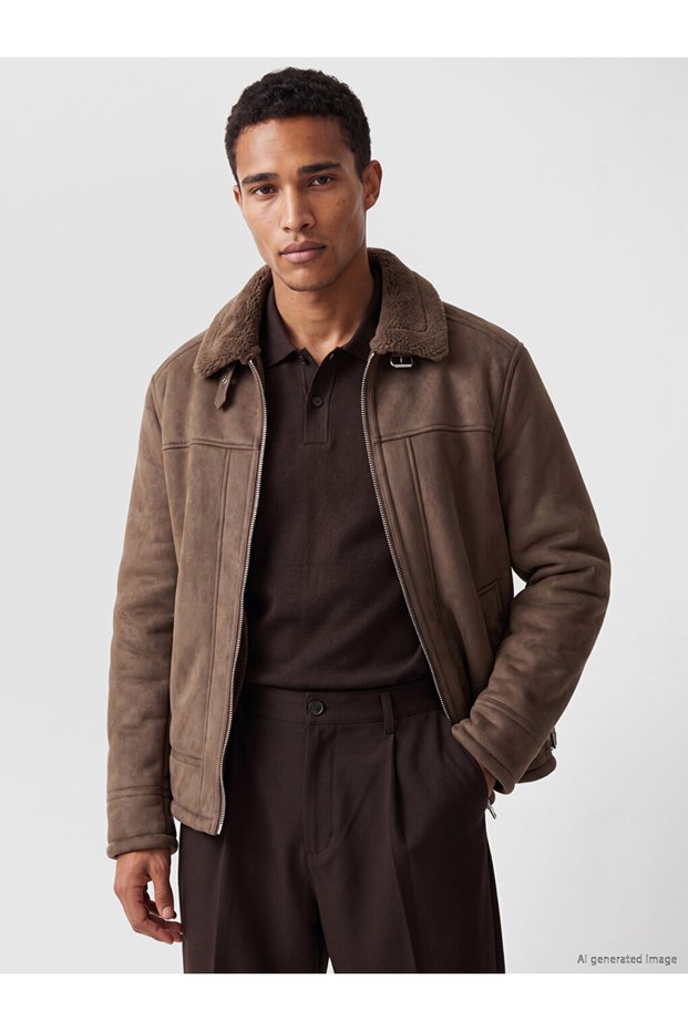 Esvab • Modern & Distinctive Standard Fit Leather Look Men's Coat