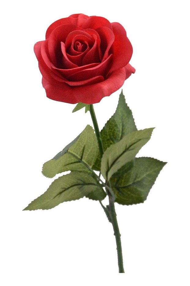 Artificial Silk Rose, Single Stem, Red, 17 inches for Gift, Mothers Day, Valentines, Birthday