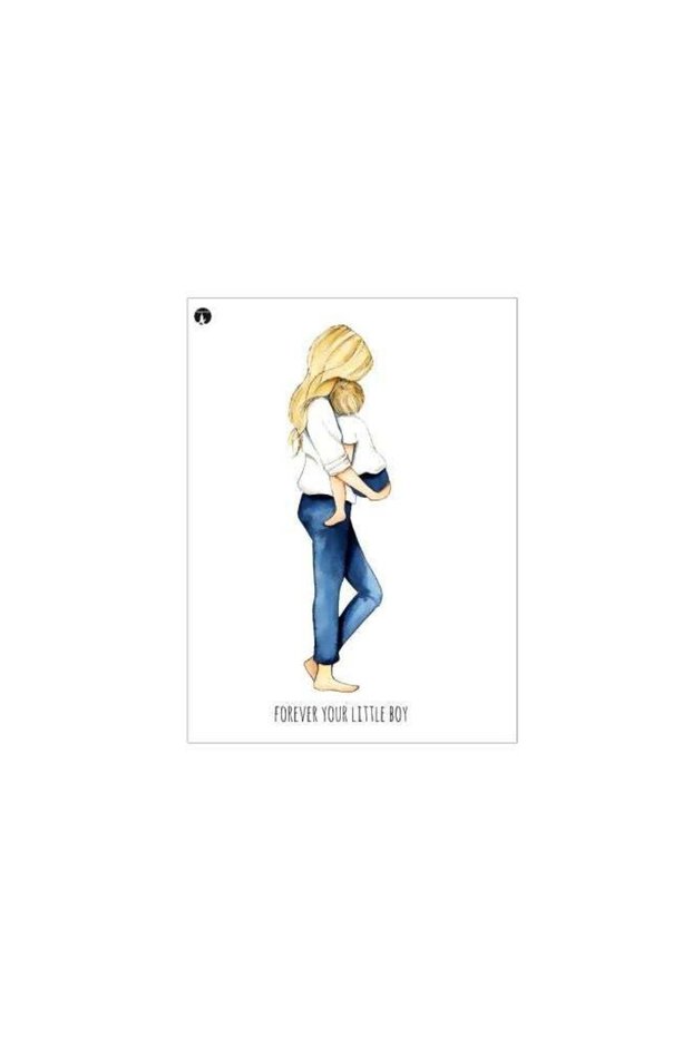 Forever Your Little Boy Themed Metallic Plate White/Blue/Yellow 20x15cm
