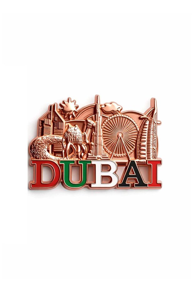 High-quality Dubai souvenir magnet Rose Gold Plated with Burj Khalifa and Burj Al Arab, combining i