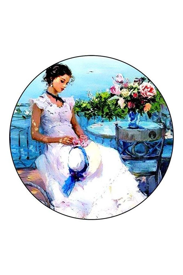 Girl Themed Fridge Magnet Blue/White/Green 5.5cm