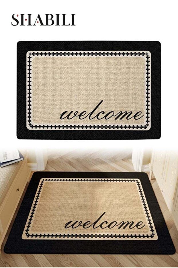 Shoe Scraper Welcome Mat Floor Mat for homes indoor, Kai Ni Velvet chenille, low profile non slip,