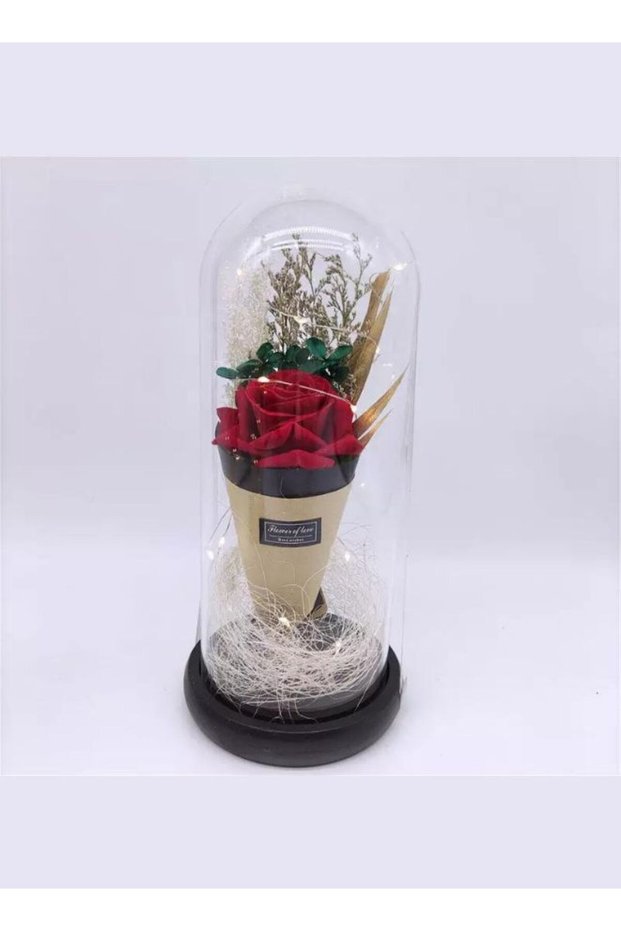 LED Light Dried Flowers In Glass Dome Artificial Dried Flower Bouquet Gift For Birthday/Wedding Gif