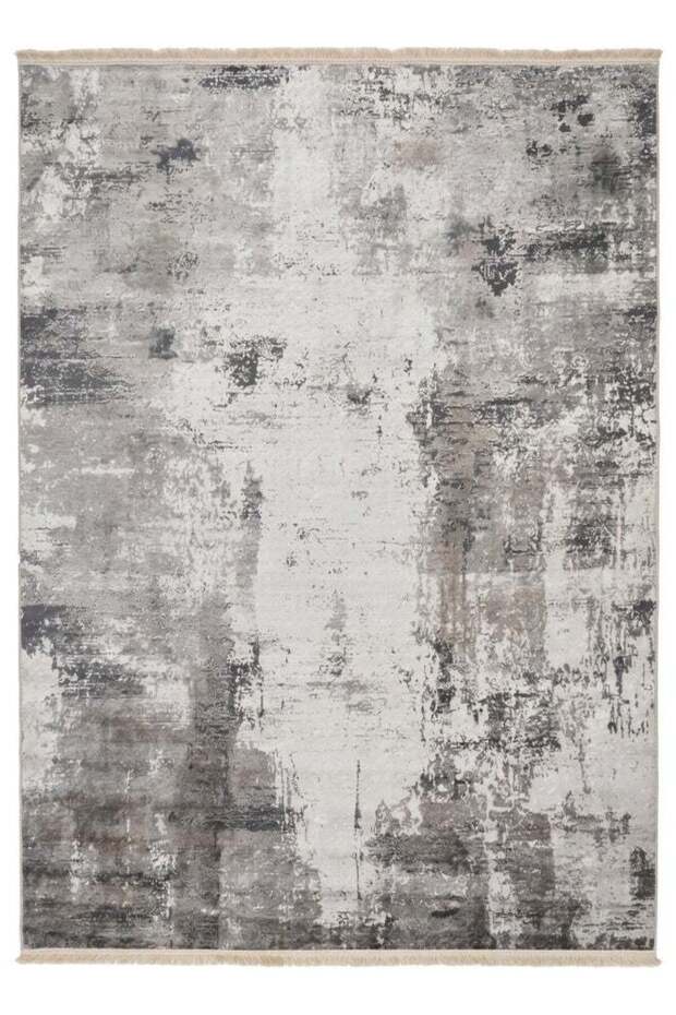Carpet Rug with Anti-Slip Backing | Printed Boho Abstract Design - Grey & Ivory | Size - 160x230 cm