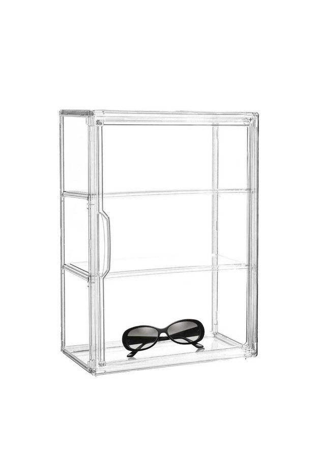 Figure Display Case, 3 Tier Clear Display Case, Display Cases for Collectibles with Door, Dustproof