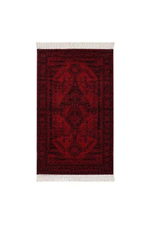 KOVAR Afghani Traditional Carpet - Burgundy & Black - 80 x 150 cm