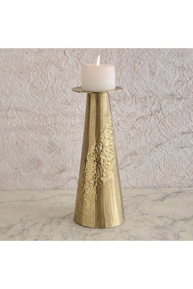 Melrose Litt Aluminium Textured Pillar Candleholder - 12x12x34 cm
