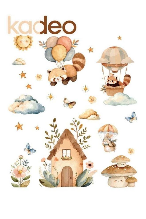 Cute Woodland Animal Wall Stickers for Kids Room, Nursery & Baby Bedroom Decor, Cartoon Fox, Bunny,