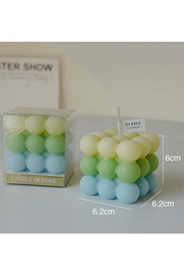 3-Layered Pastel Scented Candles - Light Yellow/Light Green/Morandi Blue, Natural Soy Wax Aromather