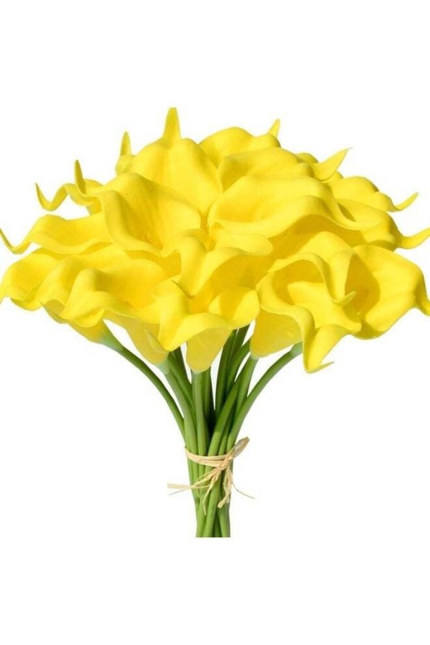 20pcs Yellow Artificial Calla Lily Silk Flowers, 13.4" Fake Floral Decor for Home & Wedding