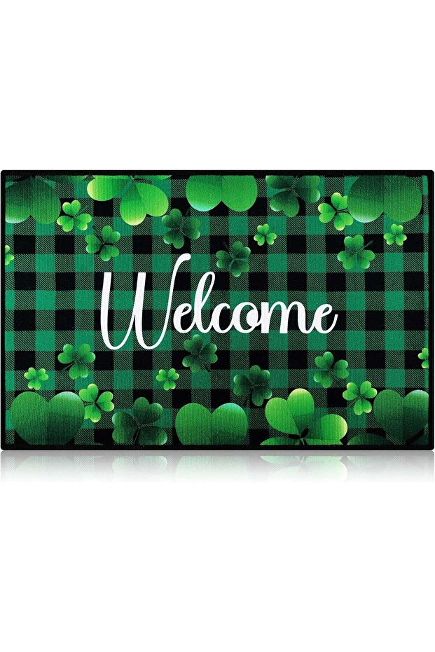 Timtin St. Patrick's Day Doormat with Shamrocks