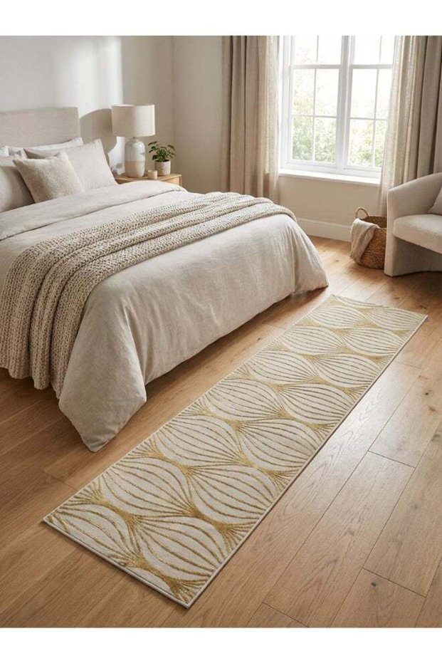 Carpet Rug Woven with Soft Texture |Polygon Rhythm Design - Yellow | Size - 60x230 cm - 2x7.5 ft |
