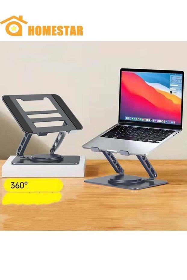 Laptop Stand with 360° Rotating Base, Ergonomic Computer Riser for Desk, Adjustable Height Muti-Ang