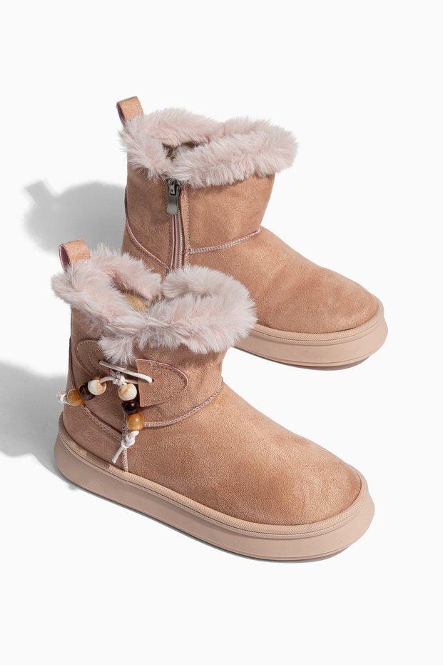 Kids Longa Girls' Side Beaded Furry Winter Boots
