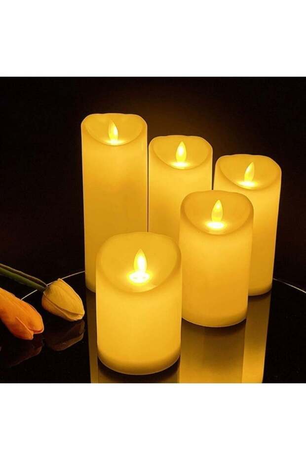5PCS Flameless LED Candles Battery Operated Flickering Pillar Candles for Home Decoration