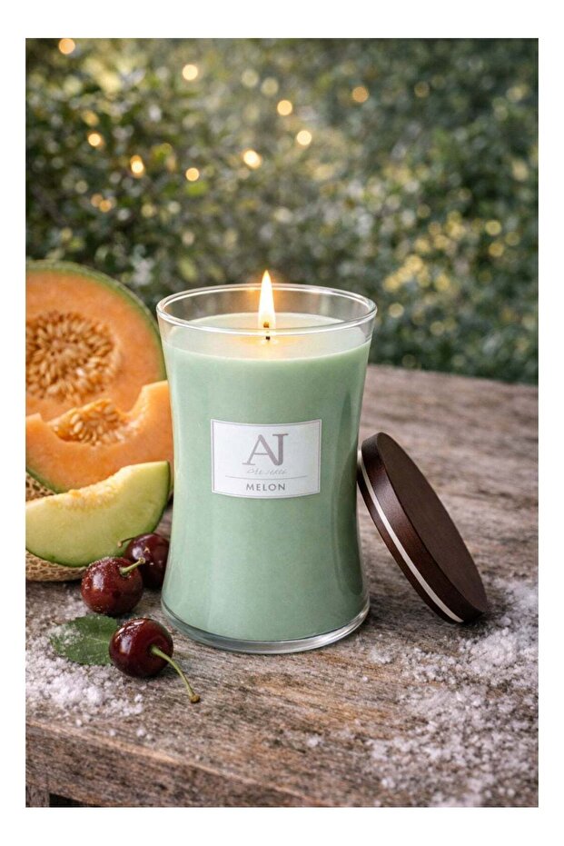 Jar Candle Scented Large, Melon - 607G - Made with Shea Butter Wax | Burn Time - 70hrs | Contempora