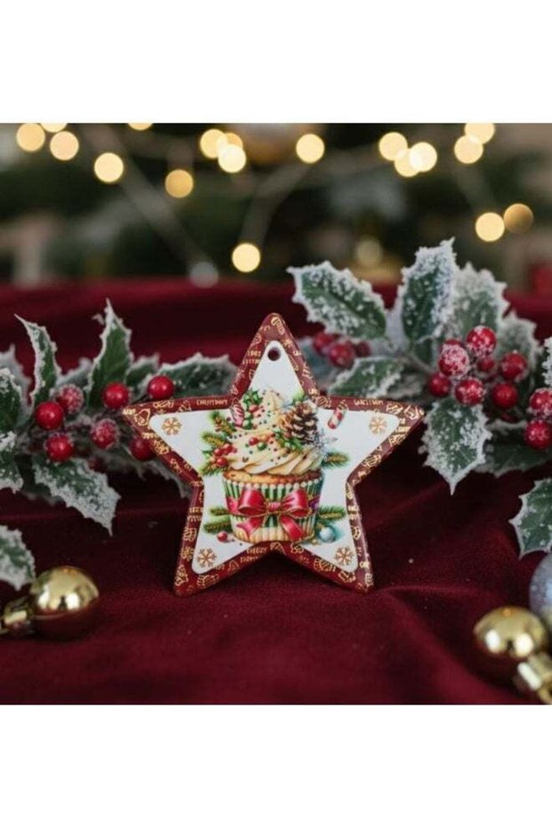 AKDC White Star-Shaped Ceramic Christmas Coaster 10 cm – Cupcake Design Festive Tableware