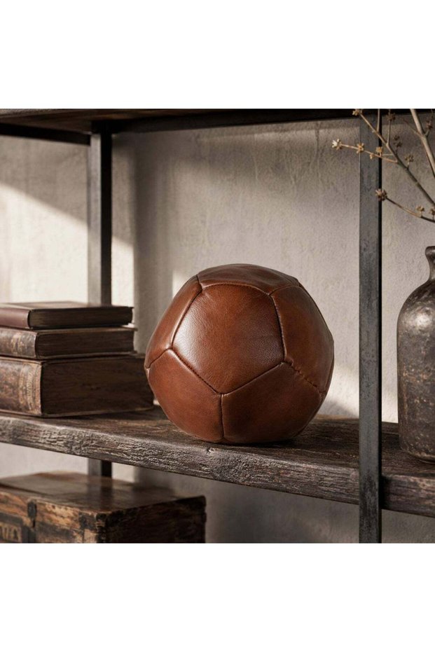 Orb Leather Football Decor Accent - 21x21x21cm - Brown - 112MSH9900067