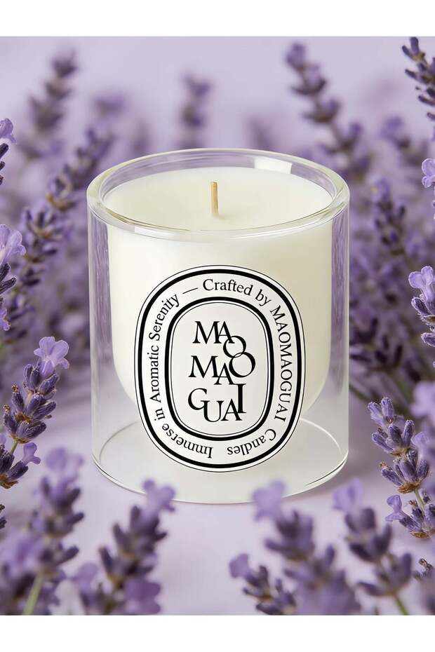 Lavender Aromatherapy Candle - Double Glass Anti-Scald Protection - Smoke-Free Fragrance Candle for