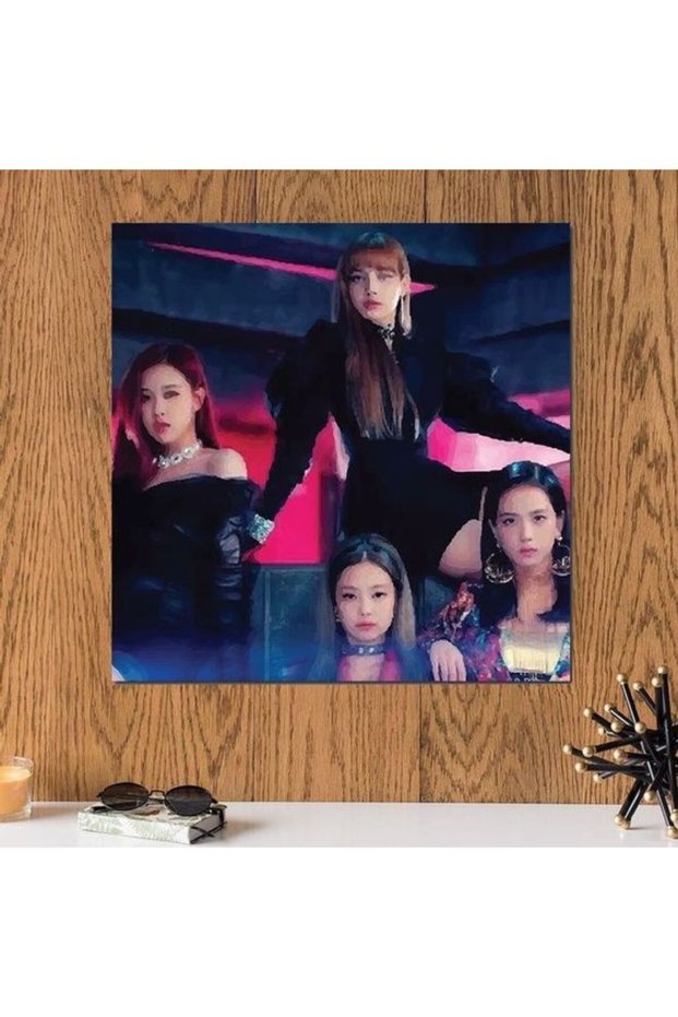 Black Pink Squad Themed Wall Art Multicolour 33x33cm