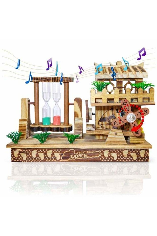Handcrafted Wooden Windmill Musical Box – Vintage Wind-Up Music Box Decorative Showpiece & Gift for