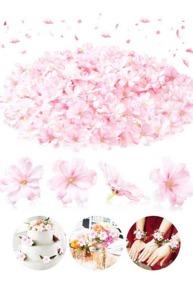 100PCS 1.8 Inch Artificial Plum Blossom Heads, Silk Faux Flowers for Wedding Party Craft Decoration