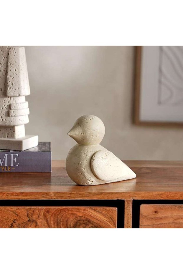 Bird Polyresin Decor Figurine 17.5x11x14.5cm - Beige - 112HEL9900637
