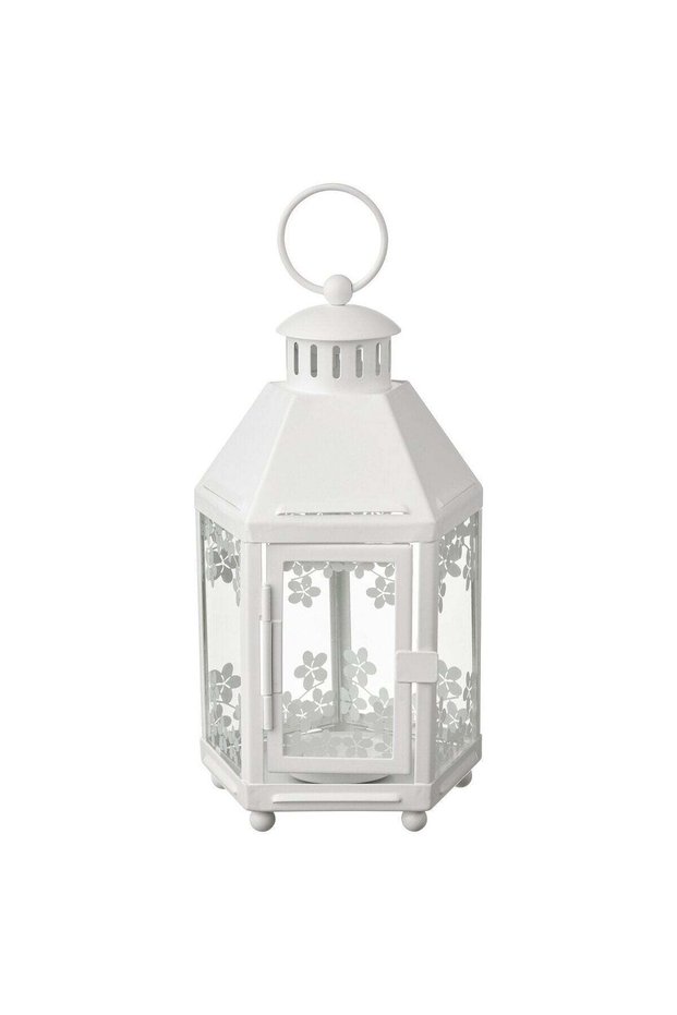Lantern for tealight, in/outdoor, white, 21 cm