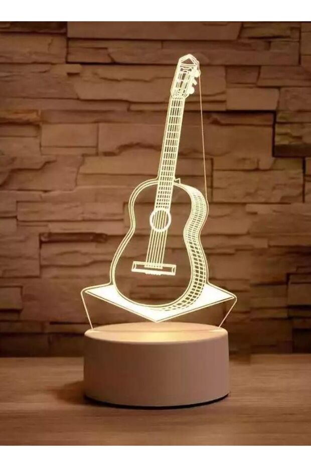 Guitar 3D LED Acrylic Night Light | USB & Battery Powered Bedroom Table Lamp | 20 x 20 x 11 cm