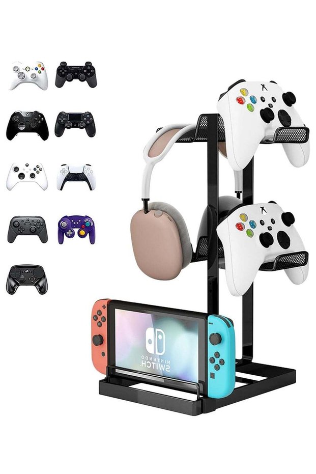 Headphone Stand, Controller Holder & Headset Holder for Desk, Earphone Stand with Aluminum Supporti