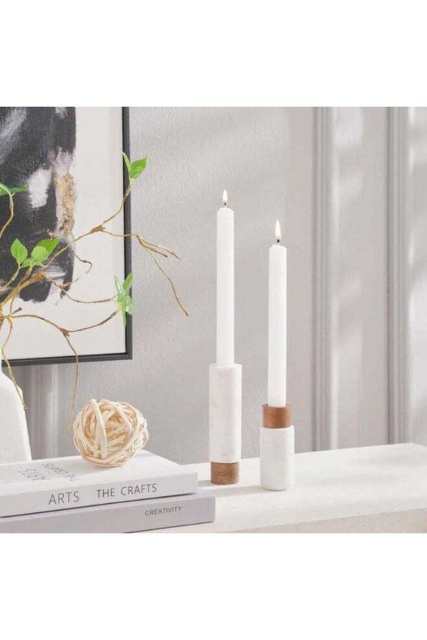 Unscented White 8 -Piece Taper Candle Dia2XH23cm - 6 Hrs White 2x2x24cm