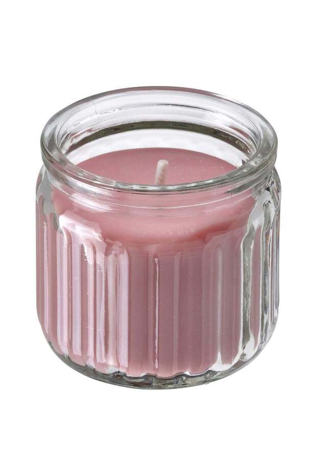 Scented Candle in Glass, Red Berries, Light Pink, 12 hr