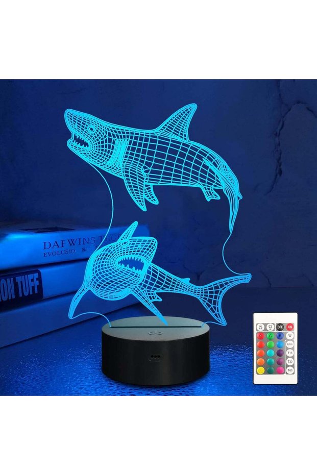 ARS Shark 3D Night Light with 16 Colors - Unique Gift for Boys and Girls