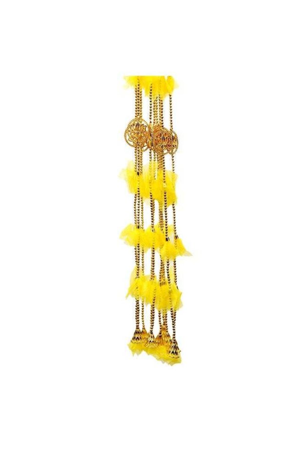 Decorative Yellow Beaded Tassel Latkan Set Of 10 Pieces 50 Inches