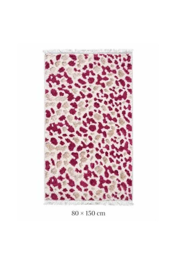 Persian Modern Pattern Runner Carpet - Burgundy & Cream - 80 x 150 cm